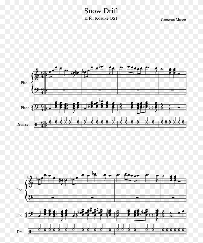 708x943 Snow Drift Sheet Music For Synthesizer Percussion Sheet Music, Gray, World Of Warcraft HD PNG Download