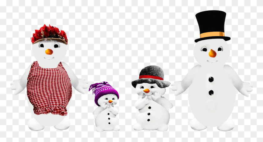 1151x582 Snow Man Family Parents Children Winter Snowman, Nature, Outdoors, Clothing HD PNG Download