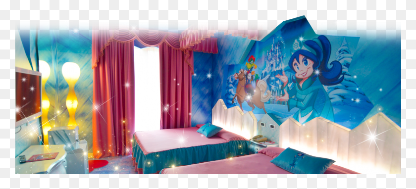 1261x522 Snow Princess Theme Room Gardaland Hotel A Tema, Interior Design, Indoors, Bedroom HD PNG Download