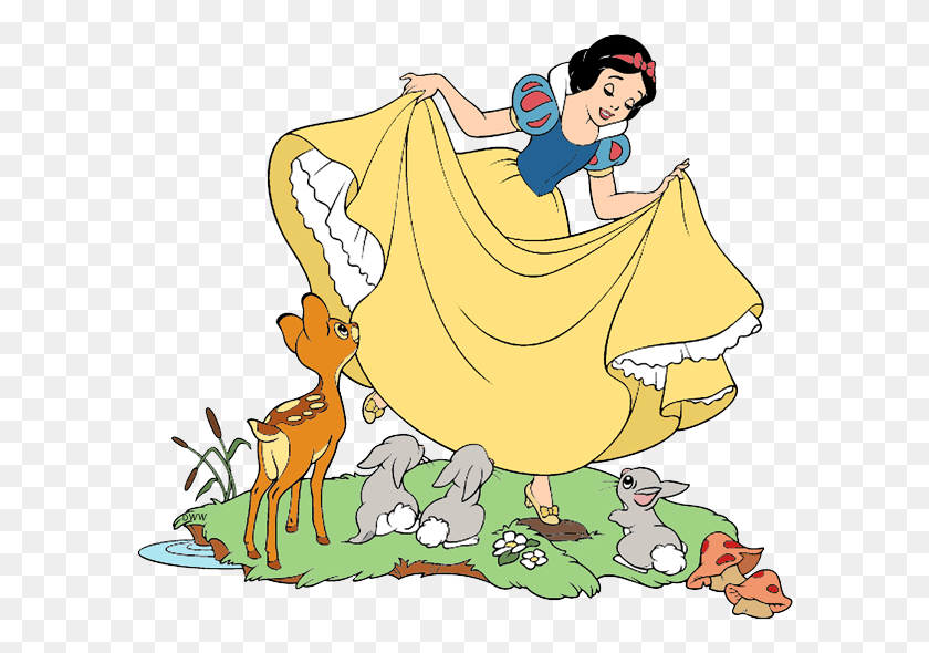 594x530 Snow White Animals Disney Snow White And Friends Clipart, Performer, Leisure Activities, Dance Pose HD PNG Download