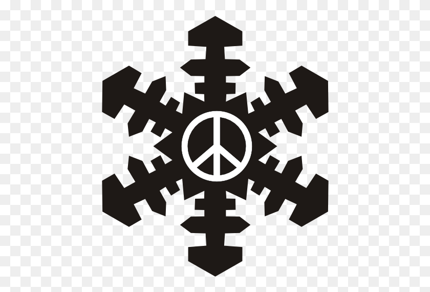 444x510 Snowflake Christmas Xmas Holiday Peace Symbol Sign Drapeau Peace And Love, Stencil, Symbol, Emblem HD PNG Download
