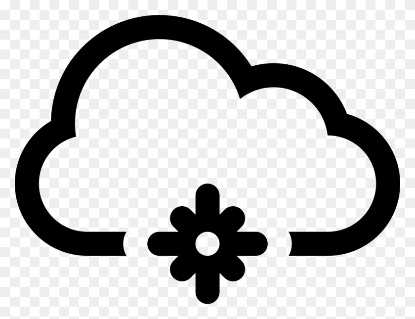 980x736 Snowflake In A Cloud Svg Icon Free Icono De Descargas, Stencil, Symbol, Text HD PNG Download