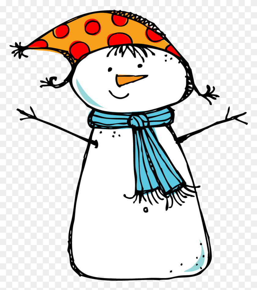 Снеговик в колпаке рисунок
