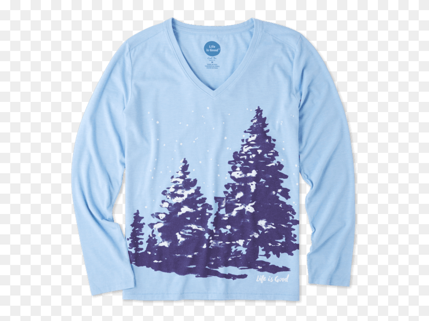 570x570 Snowy Tree Long Sleeved T Shirt, Clothing, Apparel, Sleeve HD PNG Download