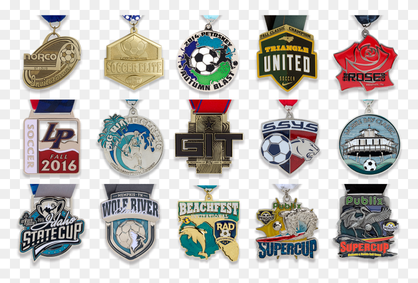 1406x918 Soccer Custom Medals Sample Collection Custom Soccer Medals, Logo, Symbol, Trademark HD PNG Download