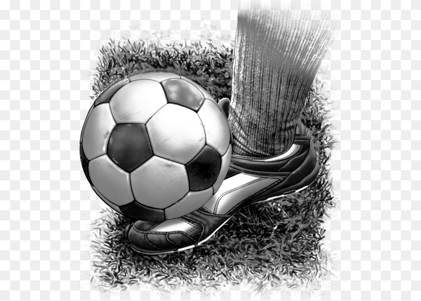 536x601 Soccer Fabric Foot Kicking The Ball Black And White Football, Soccer Ball, Sphere, Sport PNG