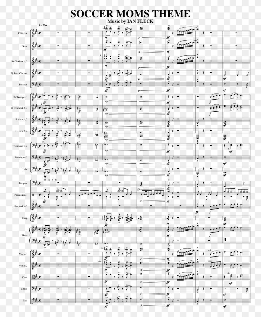 773x957 Soccer Moms Theme Sheet Music For Flute Clarinet Sheet Music, Gray, World Of Warcraft HD PNG Download