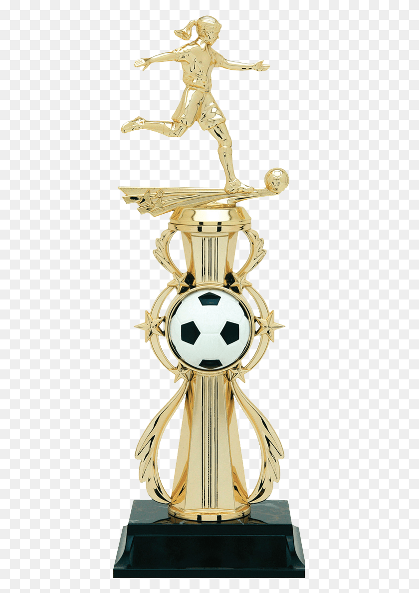385x1128 Soccer Trophies For Girls, Trophy, Lamp, Person HD PNG Download