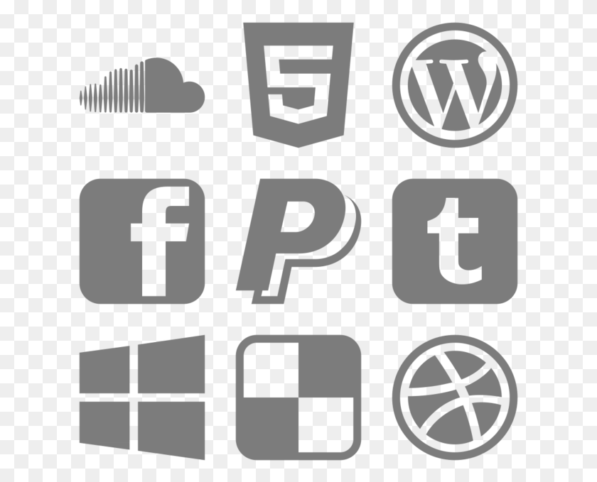 619x619 Social Media Icon In Style Simple Dark Gray Html Css Wordpress, Number, Symbol, Text HD PNG Download