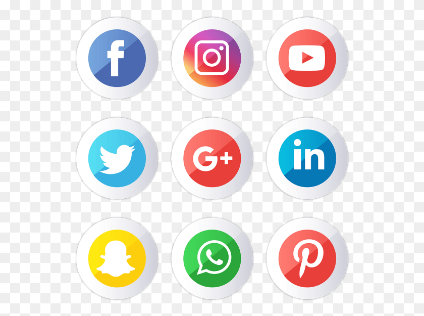 546x565 Social Media Icons Set Vector Eps File Transparent Social Media Icon Set, Text, Number, Symbol HD PNG Download