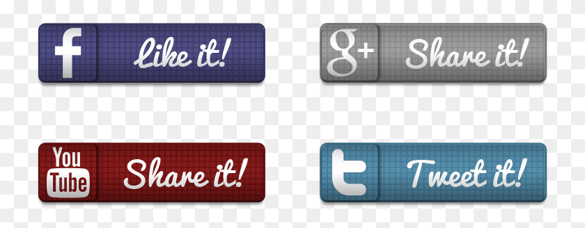 735x268 Social Media Sharing Buttons Free Vector And Youtube, Digital Clock, Clock, Number HD PNG Download