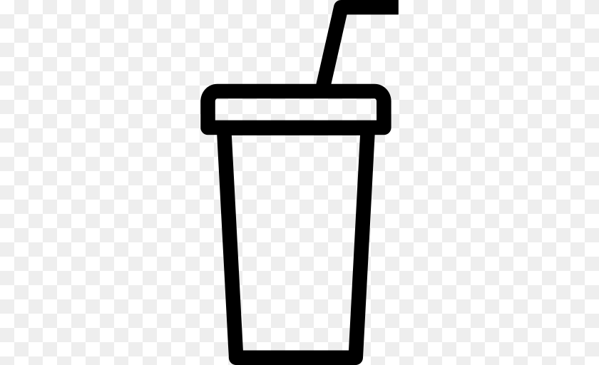 Soda Cup With Straw Icon, Gray Sticker PNG