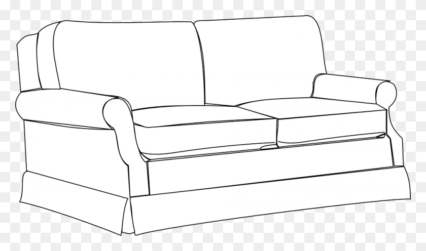 960x537 Sofa Couch Furniture Home Room Interior House Clipart Black And White Sofa, Chair, Rug, Cushion HD PNG Download