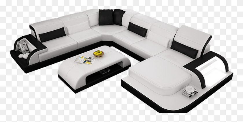 902x420 Sofa Top View Transparent Waves Sectional Sofa Media Sectional Modern, Couch, Furniture, Table HD PNG Download