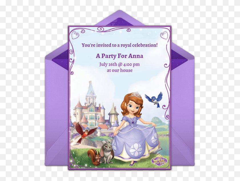 535x574 Sofia The First Online Invitation Sofia The First Invitation Layout, Doll, Toy, Figurine HD PNG Download