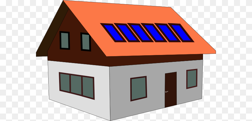 Solar Panel Home Clip Art, Architecture, Housing, House, Cottage Sticker PNG