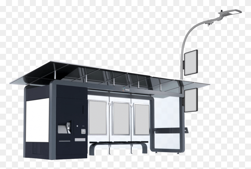 1289x835 Solar Smart Bus Stop Design, Building, Outdoors, Nature Descargar Hd Png