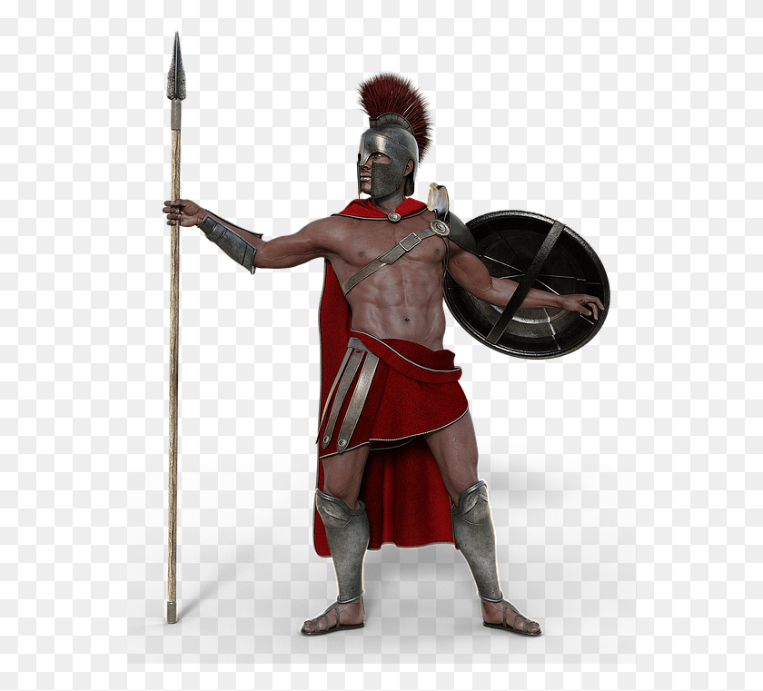 562x701 Descargar Png Soldier Sparta Antique Man Fighter Warrior Spear Sparta, Persona, Humano, Disfraz Hd Png