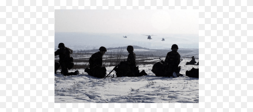 480x313 Soldiers Wait On The Snow Covered Ground As Uh 60 Blackhawks Sea, Person, Human, Military HD PNG Download