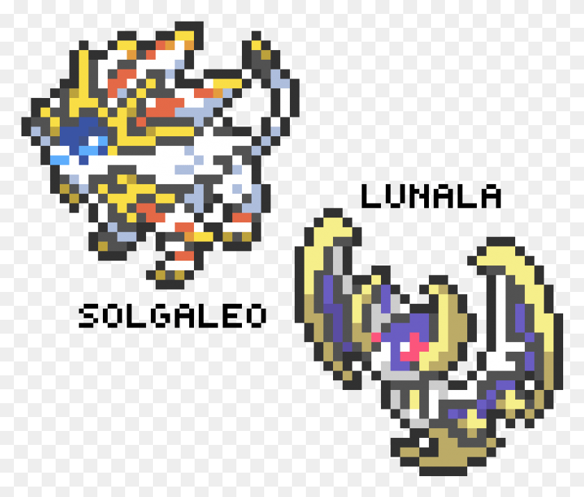 1018x856 Solgaleo And Lunala Pixel Art Pokemon Lunala, Text, Qr Code, Outdoors HD PNG Download