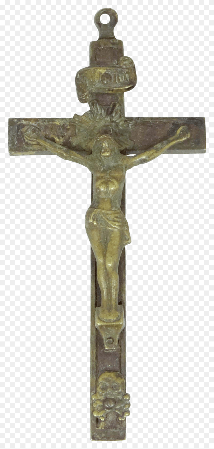 939x2049 Solid Brass Inlaid Wood Cross, Symbol, Crucifix, Bronze HD PNG Download