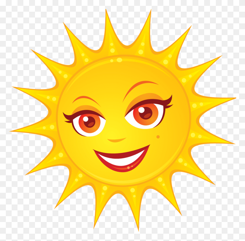 1015x996 Solnce S Licom Sunny Logo Happy Sunshine Cute Sun Clip Art Of Sun, Outdoors, Nature, Sky HD PNG Download