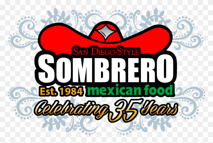 953x615 Sombrero Celebra 35 Años Sombreros Comida Mexicana San Diego, Texto, Etiqueta, Etiqueta Hd Png