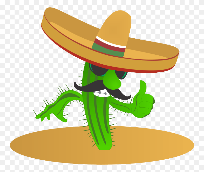 760x648 Sombrero Mexicano Cactus With Hat Clipart, Clothing, Apparel HD PNG Download