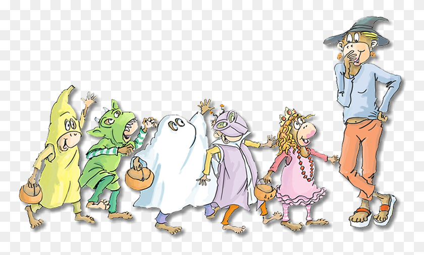 770x446 Some Neighborhood Friends Of The Monkeys Show Up In Five Little Monkeys Trick Or Treat, Person, Human HD PNG Download