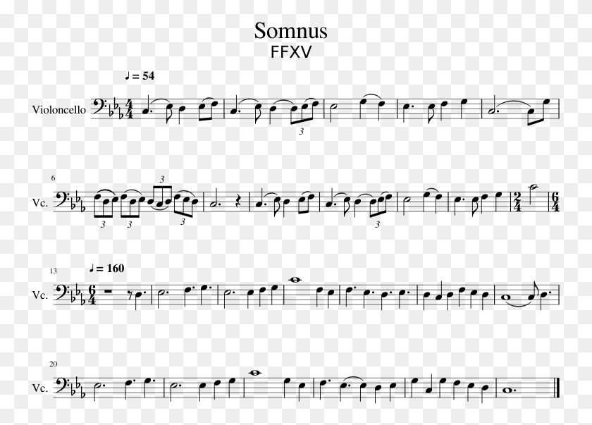 751x543 Somnus Ffxv Sheet Music 1 Of 1 Pages O Canada Alto Sax Sheet Music, Gray, World Of Warcraft HD PNG Download