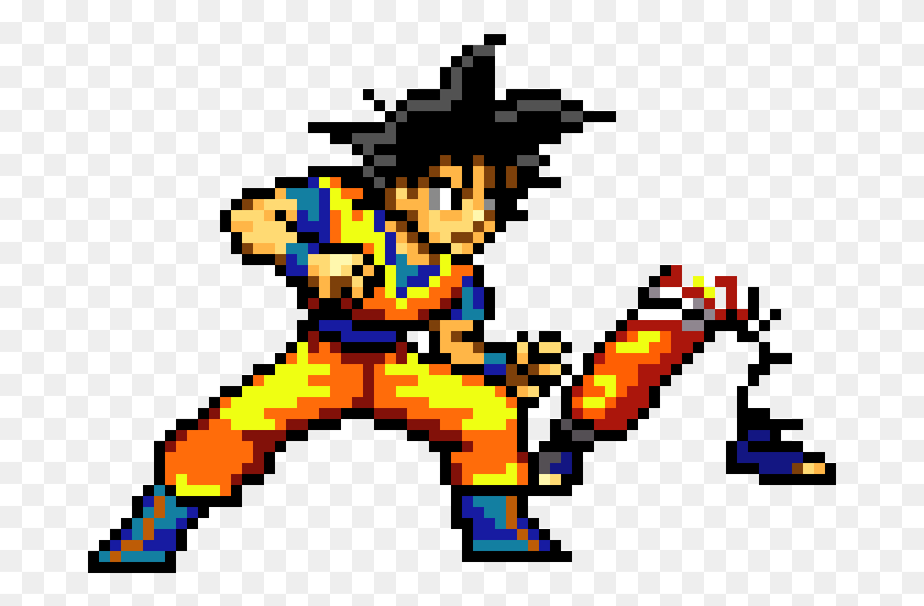 681x491 Descargar Png Son Goku Super Saiyan Goku Pixel Art, Text, Rug Hd Png