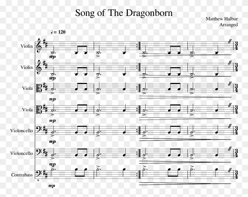 774x609 Song Of The Dragonborn Sheet Music Composed By Matthew Scarlet Forest Sheet Music Violin, Gray, World Of Warcraft HD PNG Download