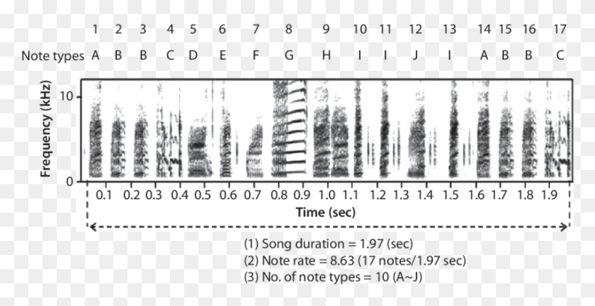 850x406 Song Parameters In A Sound Spectrogram Of A White Rumped Monochrome, Text, Word, Number HD PNG Download