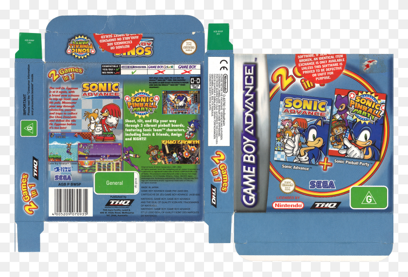 3981x2613 Sonic 2in1 Gba Sonic Advance Pinball Party Au Cover HD PNG Download