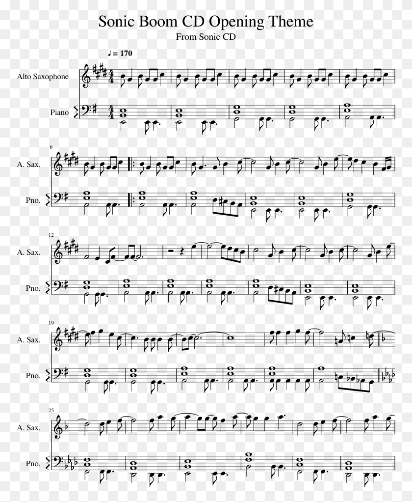 773x962 Sonic Boom Cd Opening Theme Sheet Music For Piano Tom Hark Sheet Music, Gray, World Of Warcraft HD PNG Download