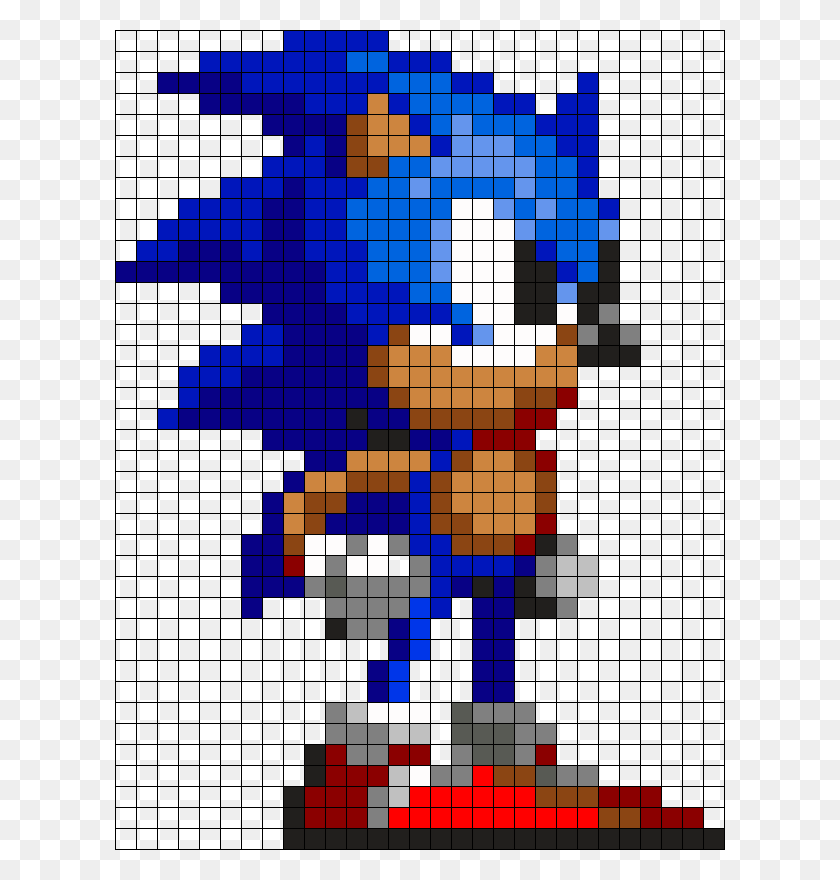 610x820 Sonic From Sonic 1 Perler Bead Pattern Bead Sprite Sonic 16 Bit Pixel Art, Game, Pac Man, Super Mario HD PNG Download