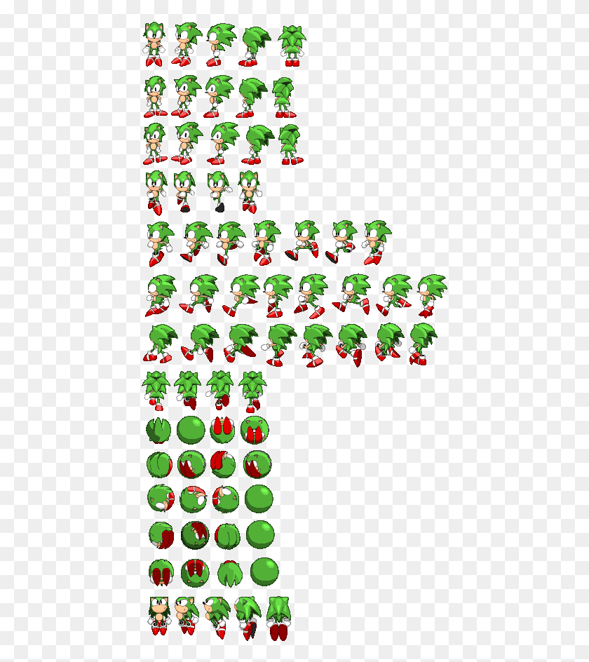 437x884 Sonic Sprites By Ssntails Sprites De Sonic Verde, Christmas Tree, Tree, Ornament HD PNG Download