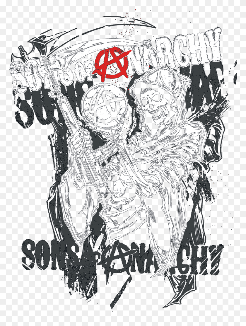 803x1085 Sons Of Anarchy Reaper Logo Men39S Ringer Футболка Иллюстрация, Человек, Человек, Плакат Png Скачать