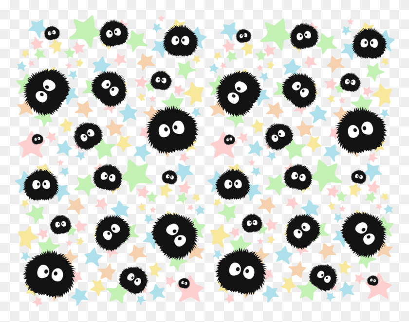 1017x786 Soot Sprite With Candy Stars By Blondieau Soot Sprite Background, Rug, Pattern, Floral Design HD PNG Download