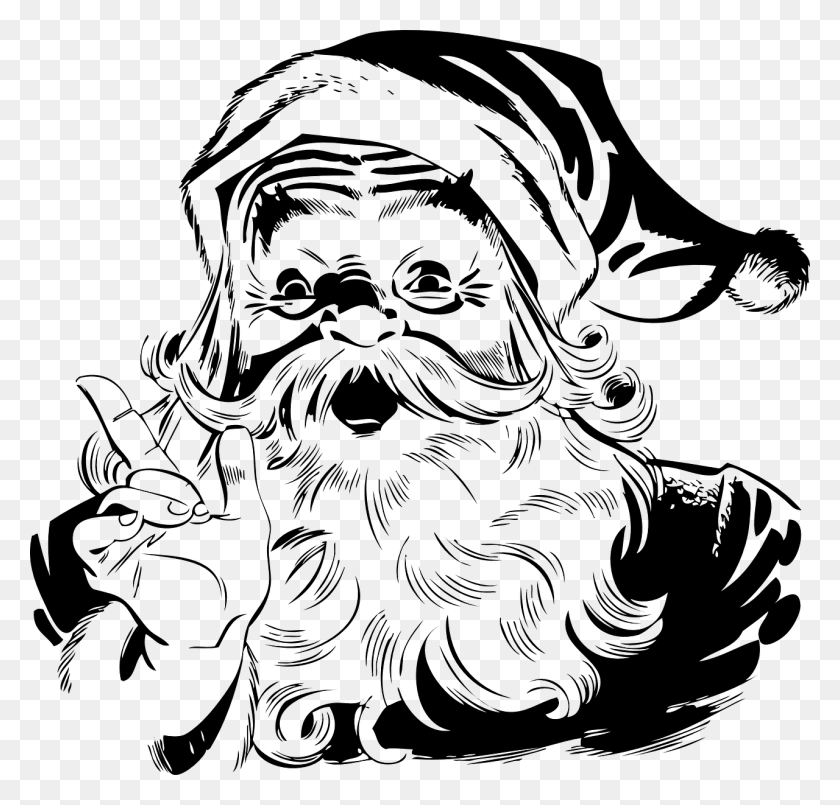1280x1224 Source Santa Claus Black And White, Nature, Outdoors, Outer Space HD PNG Download