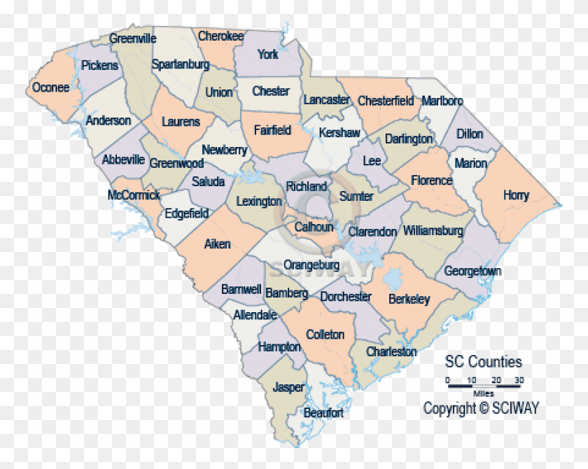 768x610 South Carolina Detailed County Maps On South Carolina South Carolina Indian Tribes Map, Diagram, Plot, Atlas HD PNG Download