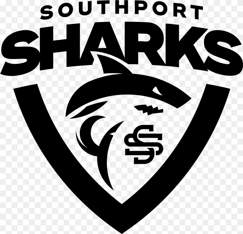 1796x1731 Southport Sharks Logo, Gray Sticker PNG