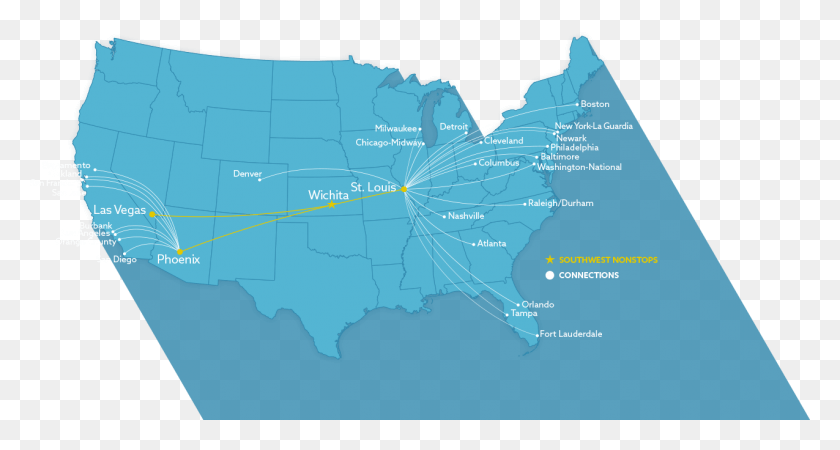 1275x638 Mapa De Ruta De Southwest Airlines Png / Atlas Png