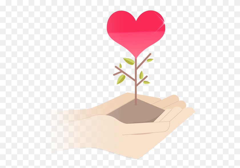 526x528 Sowing Love In Humanity Manos Sembrando, Hand, Dating, Heart HD PNG Download