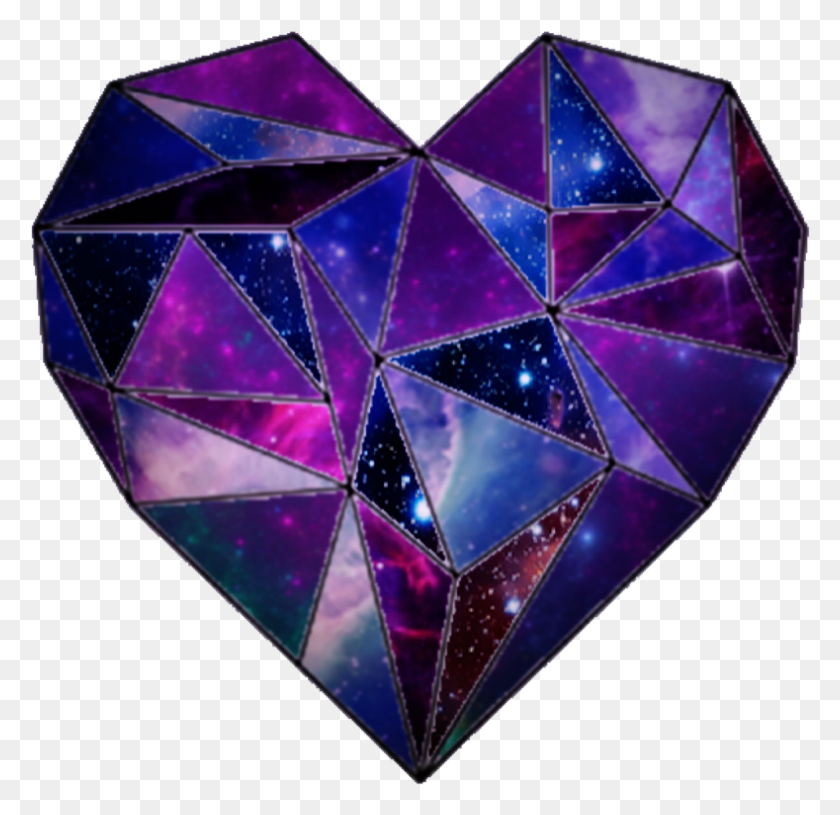 789x764 Space Heart Shape Triangle Purple Blue Black Triangle, Diamond, Gemstone, Jewelry HD PNG Download