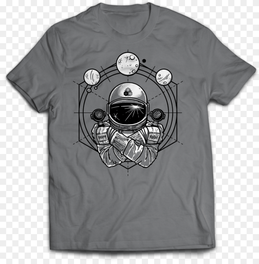 Spaceman Grey T Shirt Mockup Front, Clothing, T-shirt, Adult, Male Clipart PNG