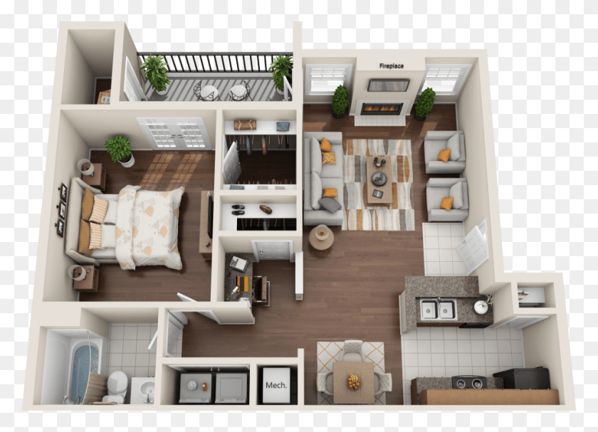 950x667 Spacious And Open 1 Bedroom Apartment In Atlanta Apartment, Floor Plan, Diagram, Plan Descargar Hd Png