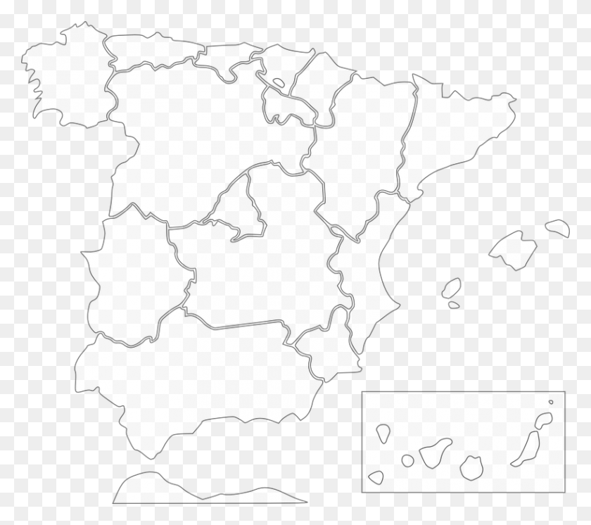 818x720 Испания Карта Европа Страна Испанская Карта Вектор Бесплатно, Диаграмма, Участок, Атлас Hd Png Скачать