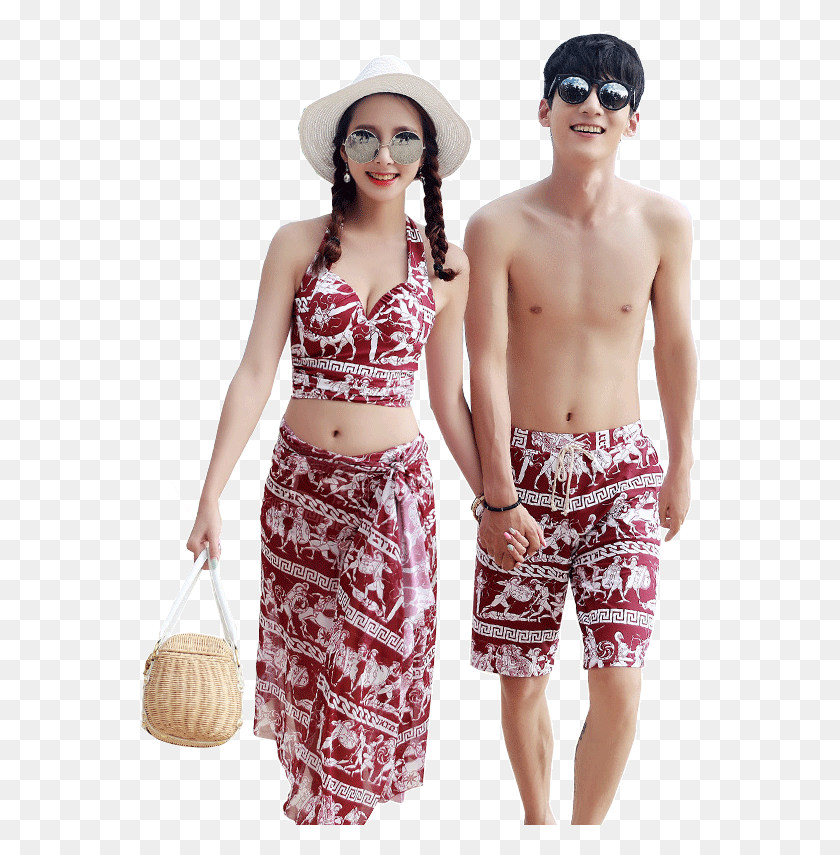559x795 Spandex Polyester Couples Swimwear, Clothing, Apparel, Person HD PNG Download