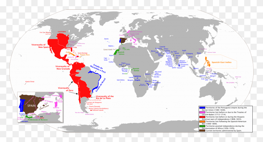 2752x1397 Descargar Png Imperio Español Anacrónico Mapa Colonial Del Siglo Xvii, Diagrama, Atlas Hd Png